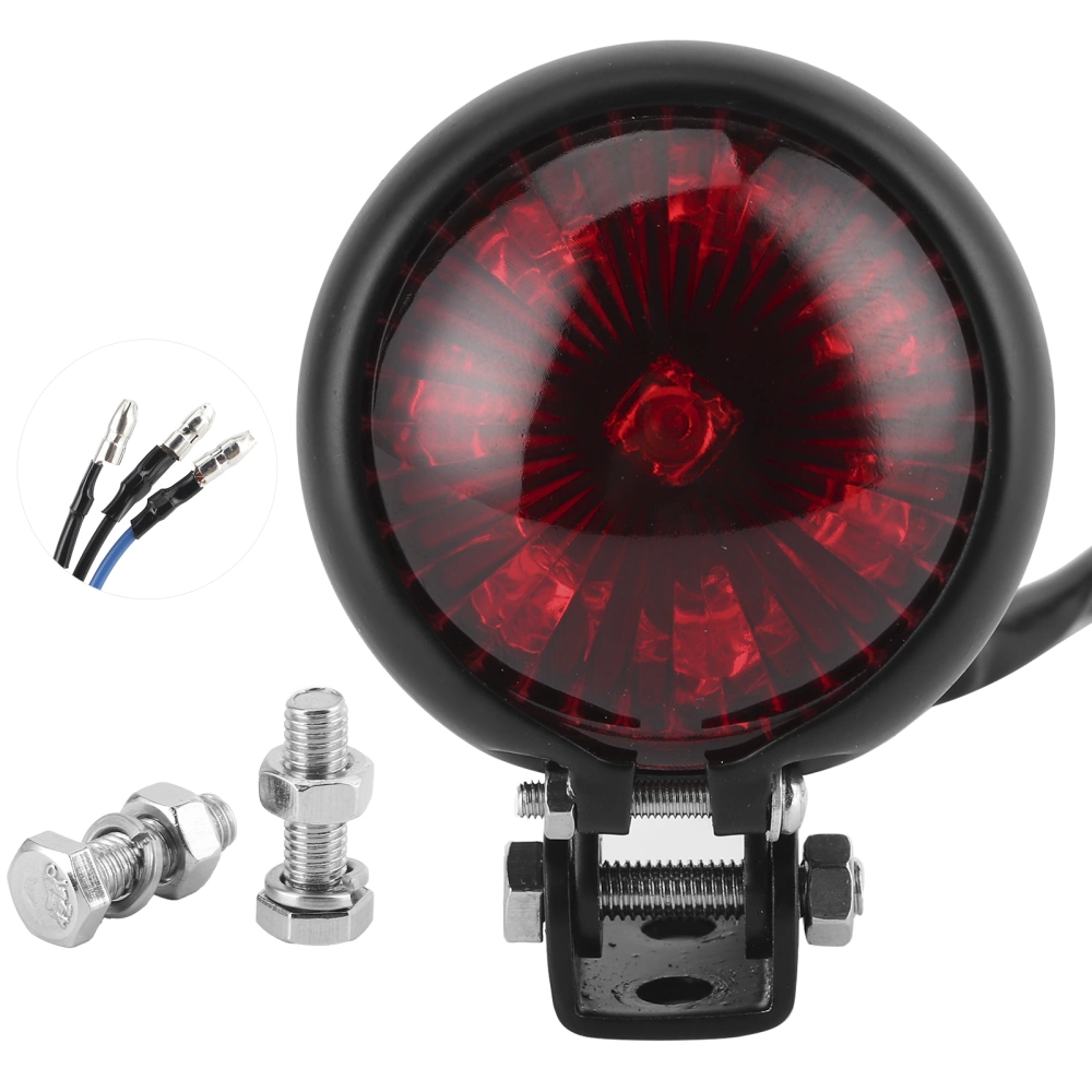 LED Tail Light Brake Rear Lamp with Mounting Fixing Screw Rod Universal for 12V MotorcycleBlack Housing Red Lens