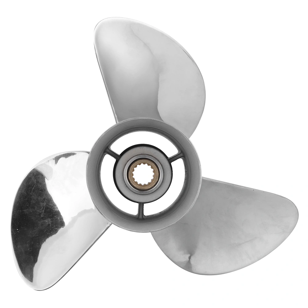 BuyWeek 13 3/4x17 MR Outboard Propeller 3 Blades Stainless Steel Parts Fit for 150‑250HP Engine