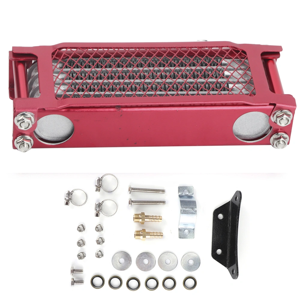 Motorcycle Oil Cooler Red Radiator Cooling System for 100250CC OffRoad Vehicle 85x200x45mm