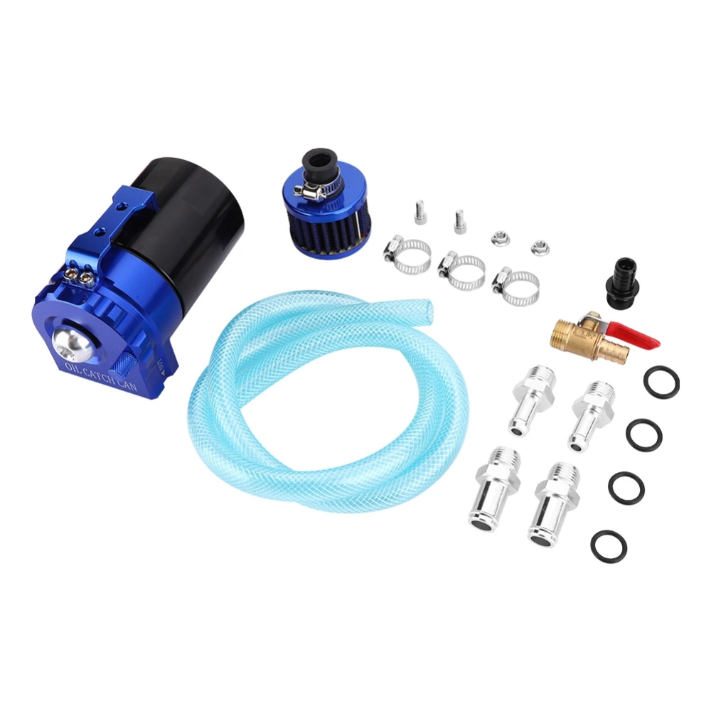 300ML Car Engine Catch Tank Reservoir Breather Can Air Oil Filter Universal Accessory(Black Blue )