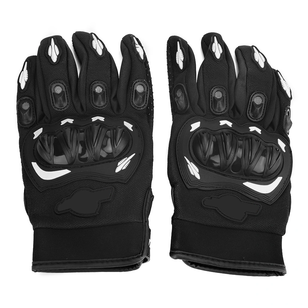 BuyWeek Pair of Full Finger Universal Motorcycle Anti-Skid Breathable Riding Protective Armed Gloves(White XXL )