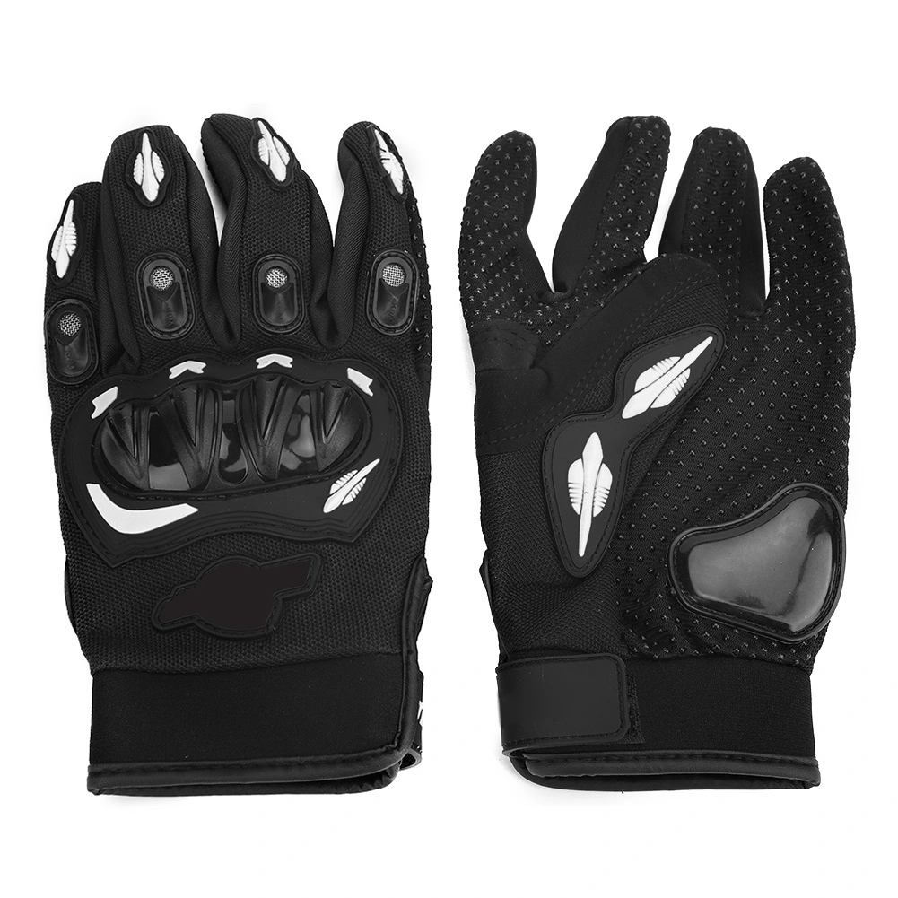 BuyWeek Pair of Full Finger Universal Motorcycle Anti-Skid Breathable Riding Protective Armed Gloves(White XXL )