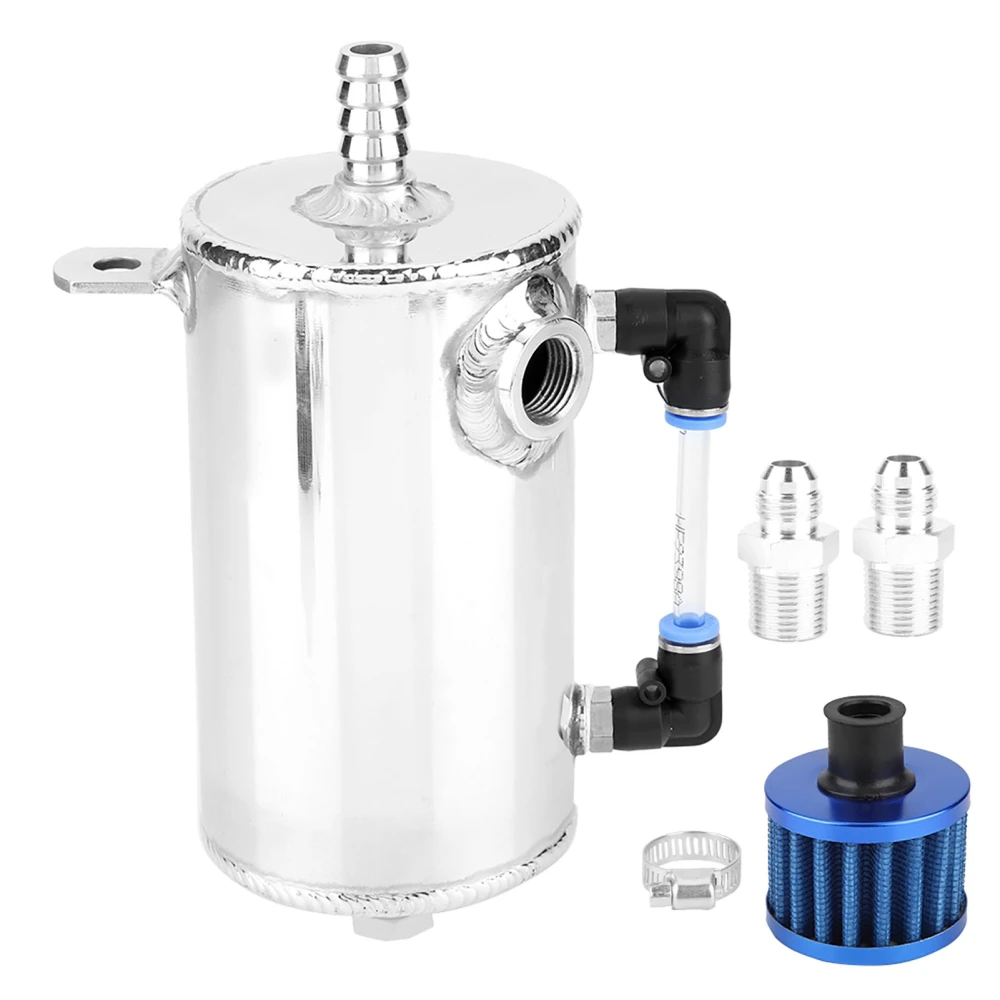 Universal 0.5L Oil Catch Can Aluminum Alloy Breather Tank Reservoir with Air Filter