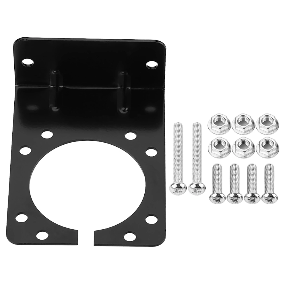 Black Metal Mounting Bracket Holder for 7 Pin Caravan Towing Trailer Connector Plug Socket