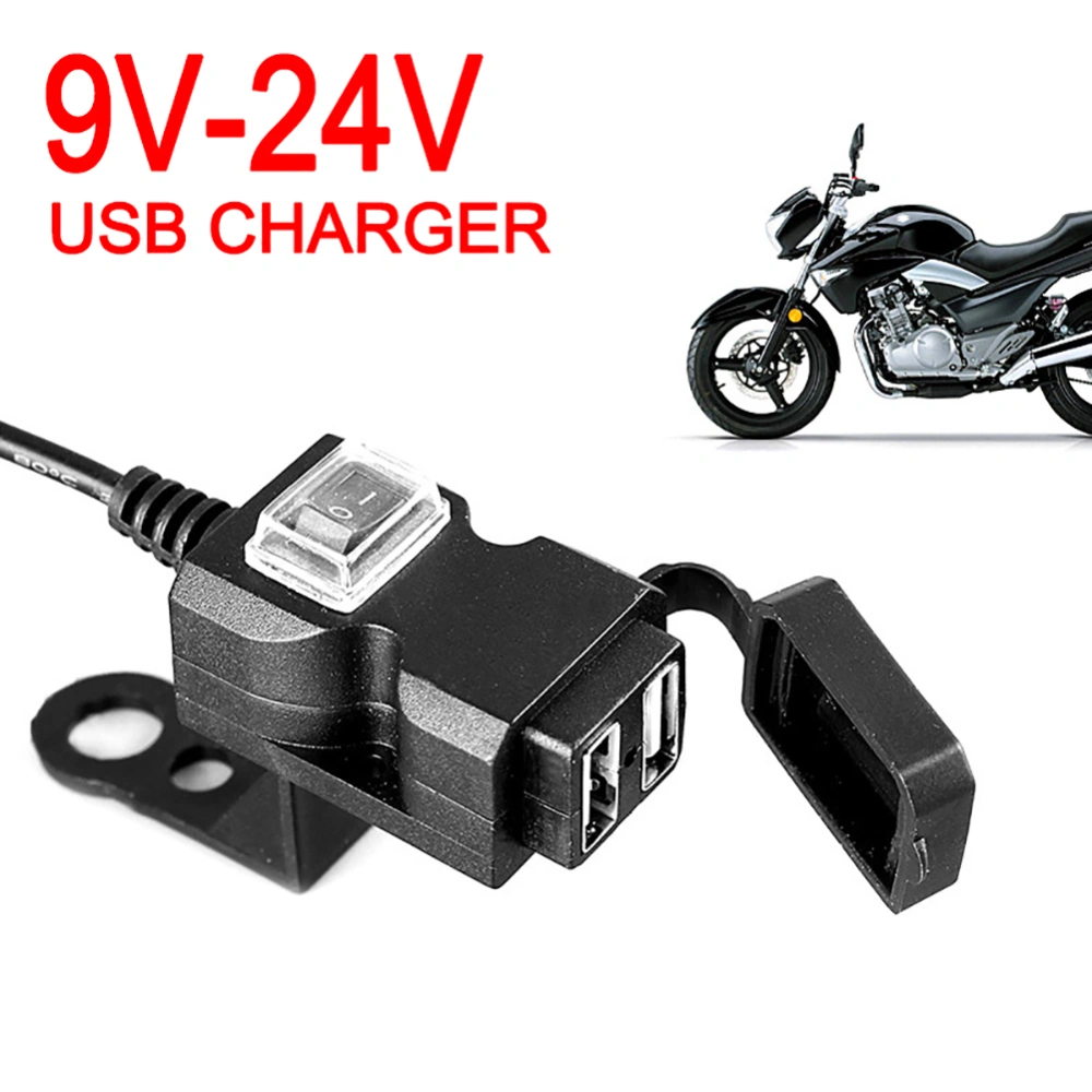 Practical Waterproof Dual USB Motorcycle Handlebar Charger Socket Switch and Mounts