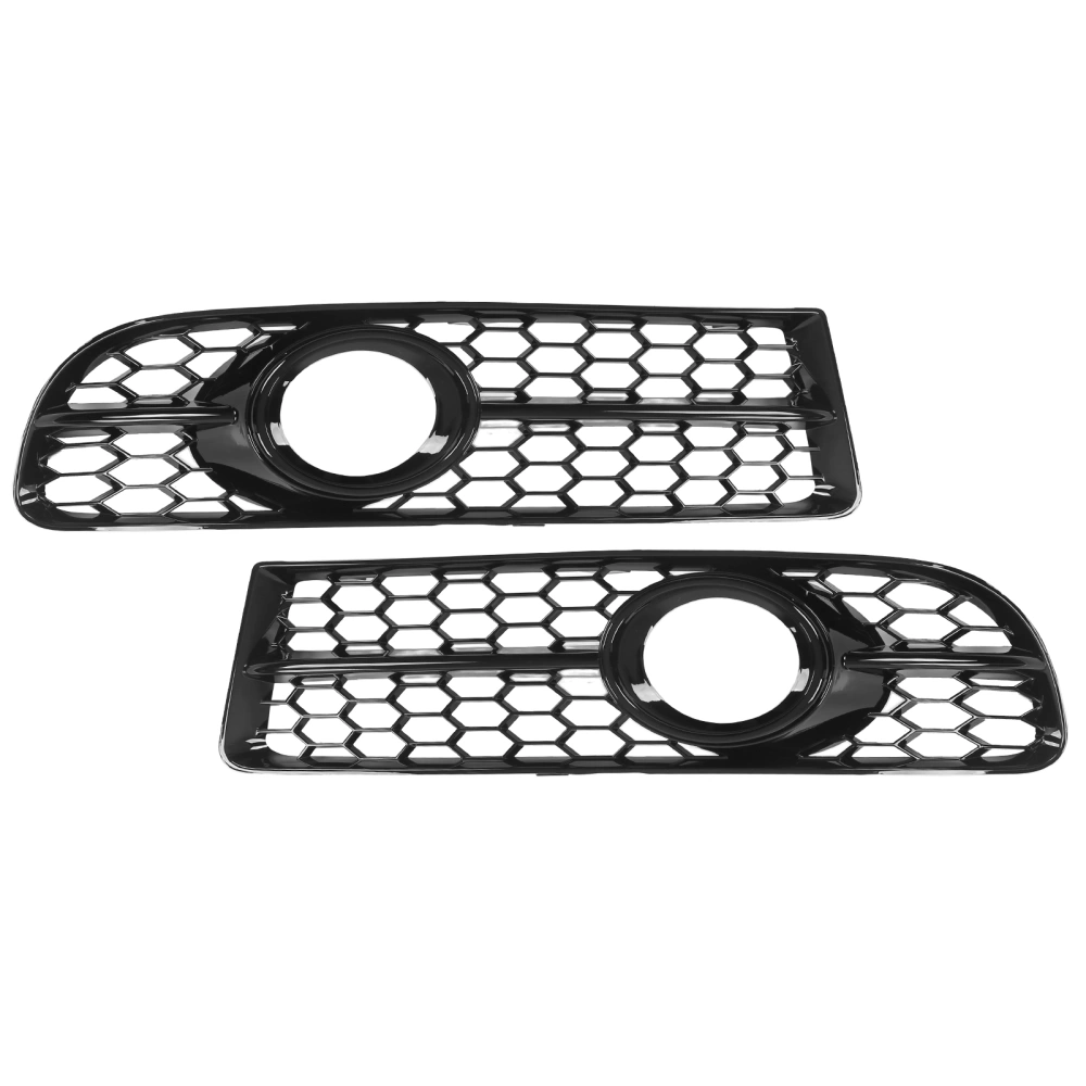 1 Pair Front Fog Lamp Grille Bezel 8E0807681F Glossy Black Fog Light Cover Replacement for A4 B7 S4 2005‑2008