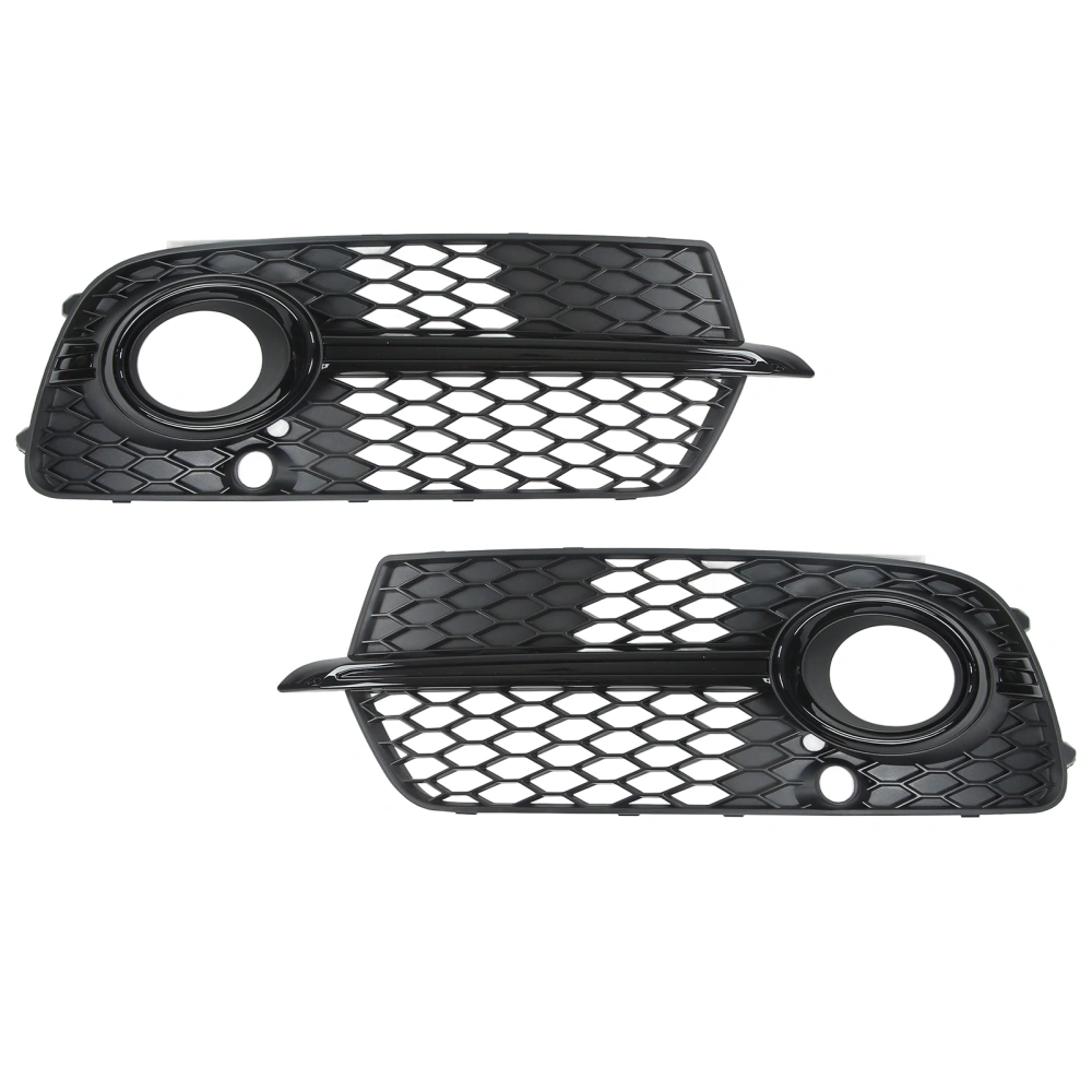 2PCS Front Fog Light Mesh Cover Gloss Black Left Right Trim Replacement for Q5 SQ5 2013‑2017