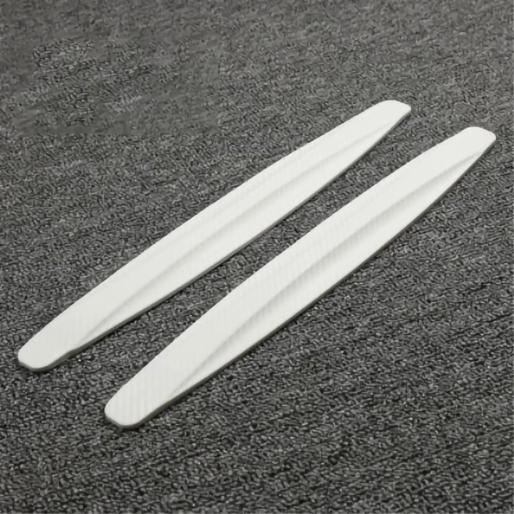 2pcs Car Bumper Strips Anti Collision Waterproof PVC Stylish Color Corner Protection Trim Carbon Fiber White