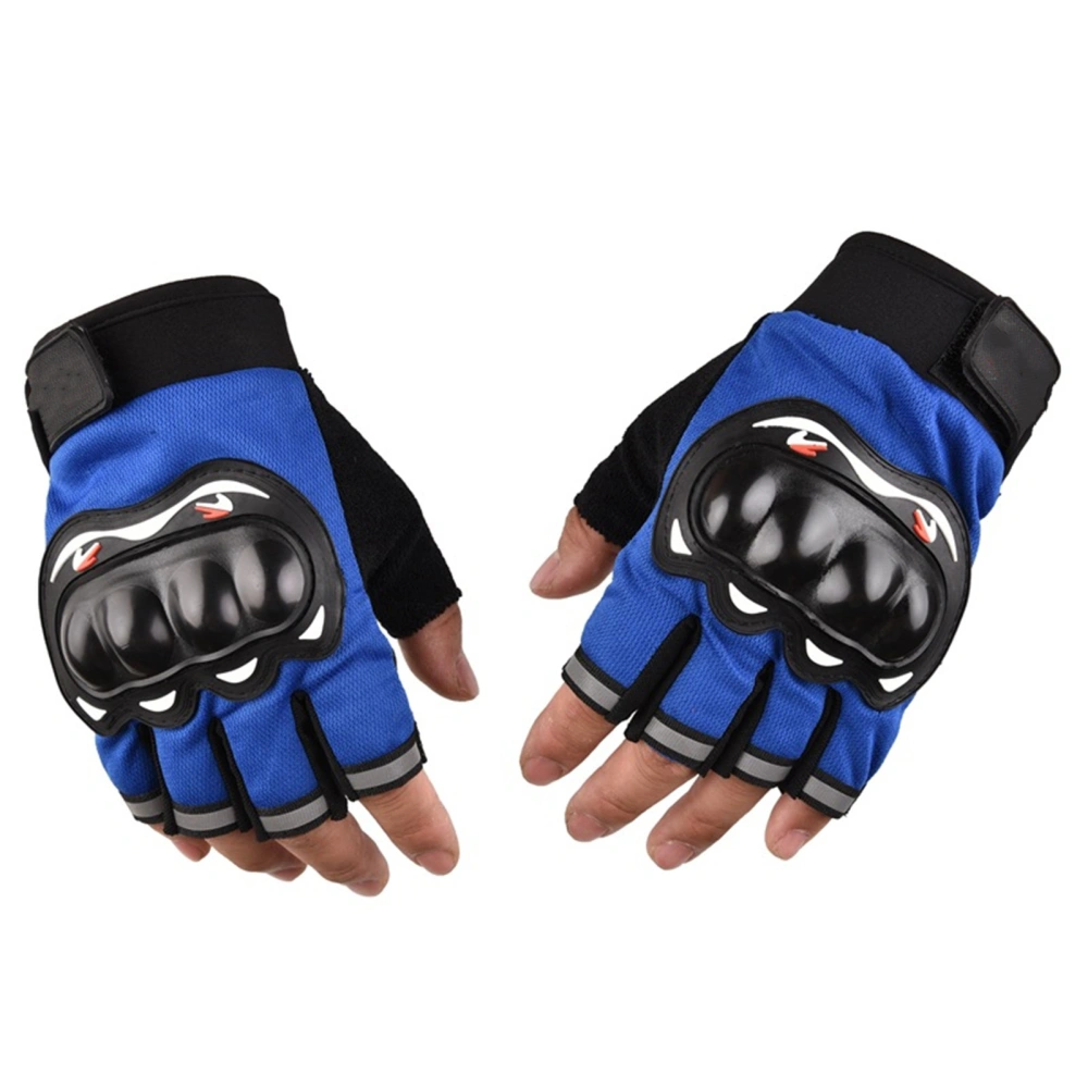 Motorcycle Gloves Touchscreen Hard Knuckle Powersports Racing Gloves for Mountaineering Cycling Aerobics Half Finger Blue Glove