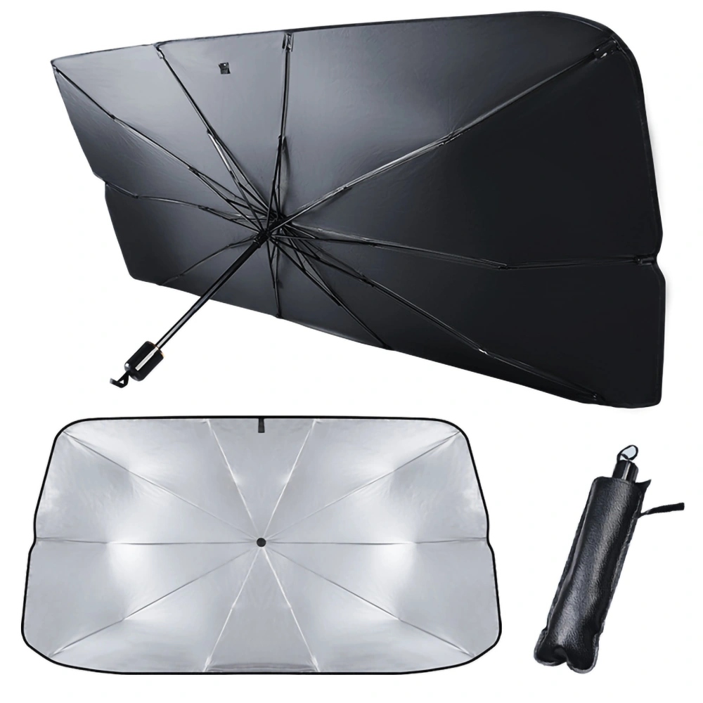 Windshield Sun Shade Cover 6 Layers Insulation Metal Material Stable Support Wide Coverage Car Windshield Sun Shade Silver Painted Large