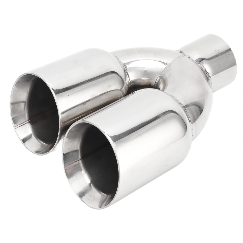 63x89mm Car Dual Exhaust Tip Stainless Steel Silver Weld On Universal Y Shaped Tailpipe for Automobiles