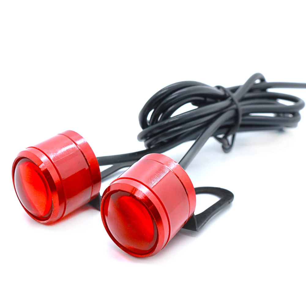 Motorcycle LED Strobe Light Aluminum Alloy 12V 2W Flash Warning Brake Lamp for ModificationRed