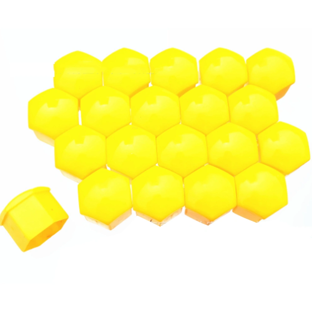 BuyWeek 20PCS Car Wheel Hub Nut Protective Cover Dustproof Decoration Snap in ABS PlasticYellow 19mm/0.75in