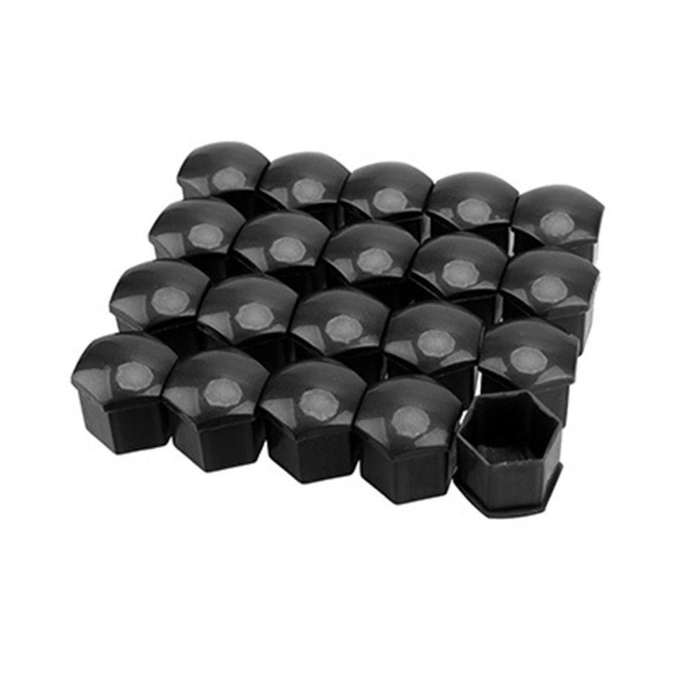 20PCS Car Wheel Hub Nut Protective Cover Dustproof Decoration Snap in ABS PlasticBlack 17mm/0.67in