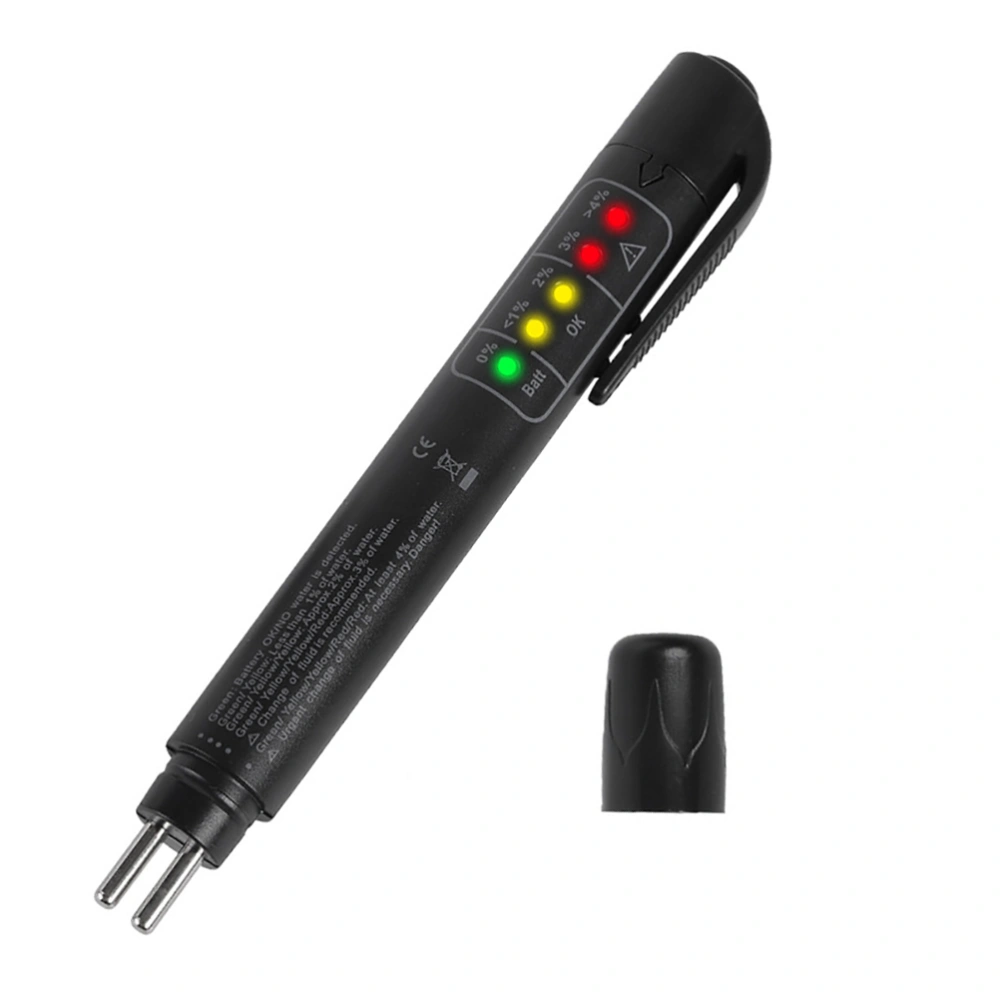 Brake Fluid Tester Portable Brake Fluid Liquid Testing Pen with 5 LED Indicators for DOT3 DOT4 Vehicle Automotive Brake Fluid Moisture Tester