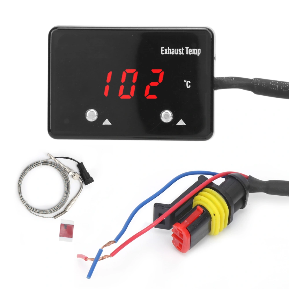 Car Exhaust Gas Temp Gauge Meter Red LED Digital Display Universal for 12V Vehicle