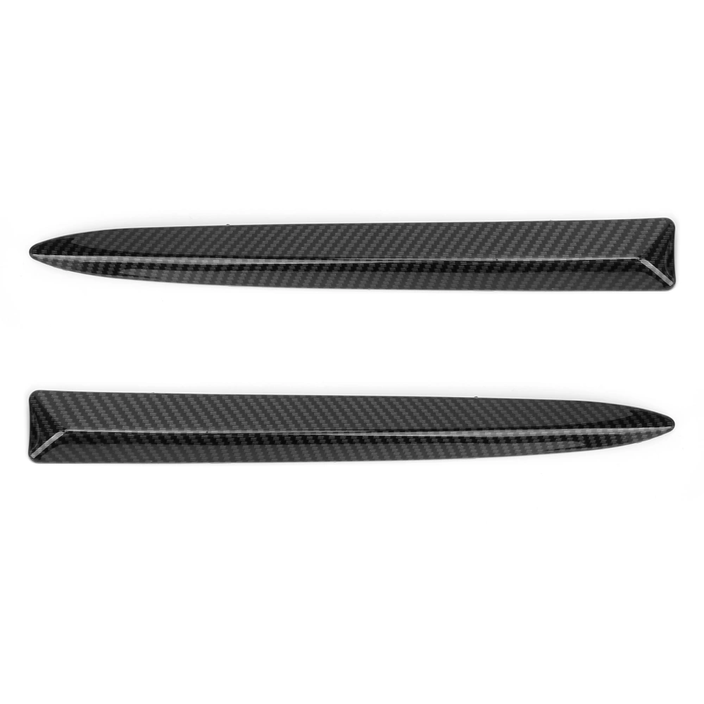 Pair Front Bumper Upper Trim Carbon Fiber Style 735455041 Replacement for FIAT 500 2007‑2015