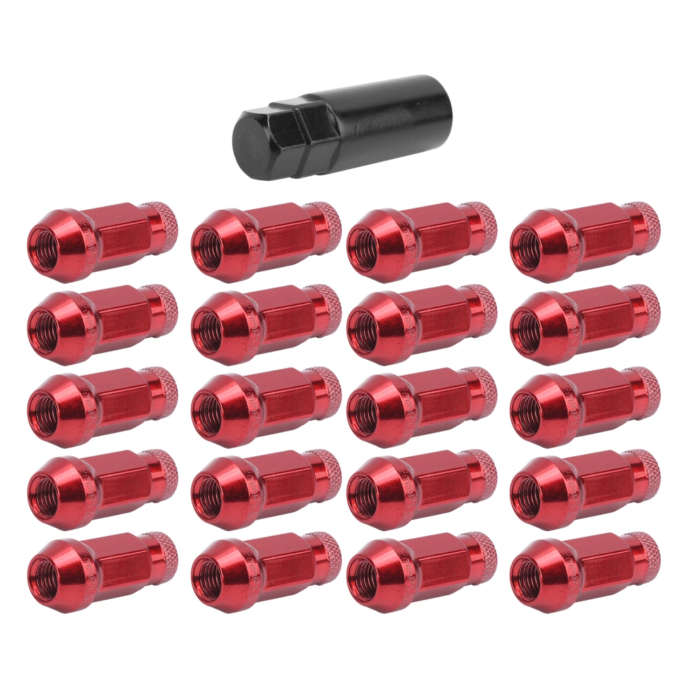 20pcs Wheel Lug Nuts 50BV30 Alloy Steel M12x1.5 Thread High Strength Red Replacement for Mazda