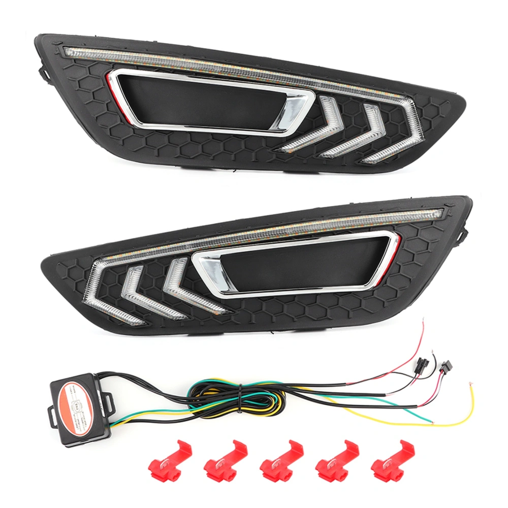 Car LED DRL Daytime Running Light 2 Colors Bright Lamp Fit for Ford Focus MK3 2015‑ 2018