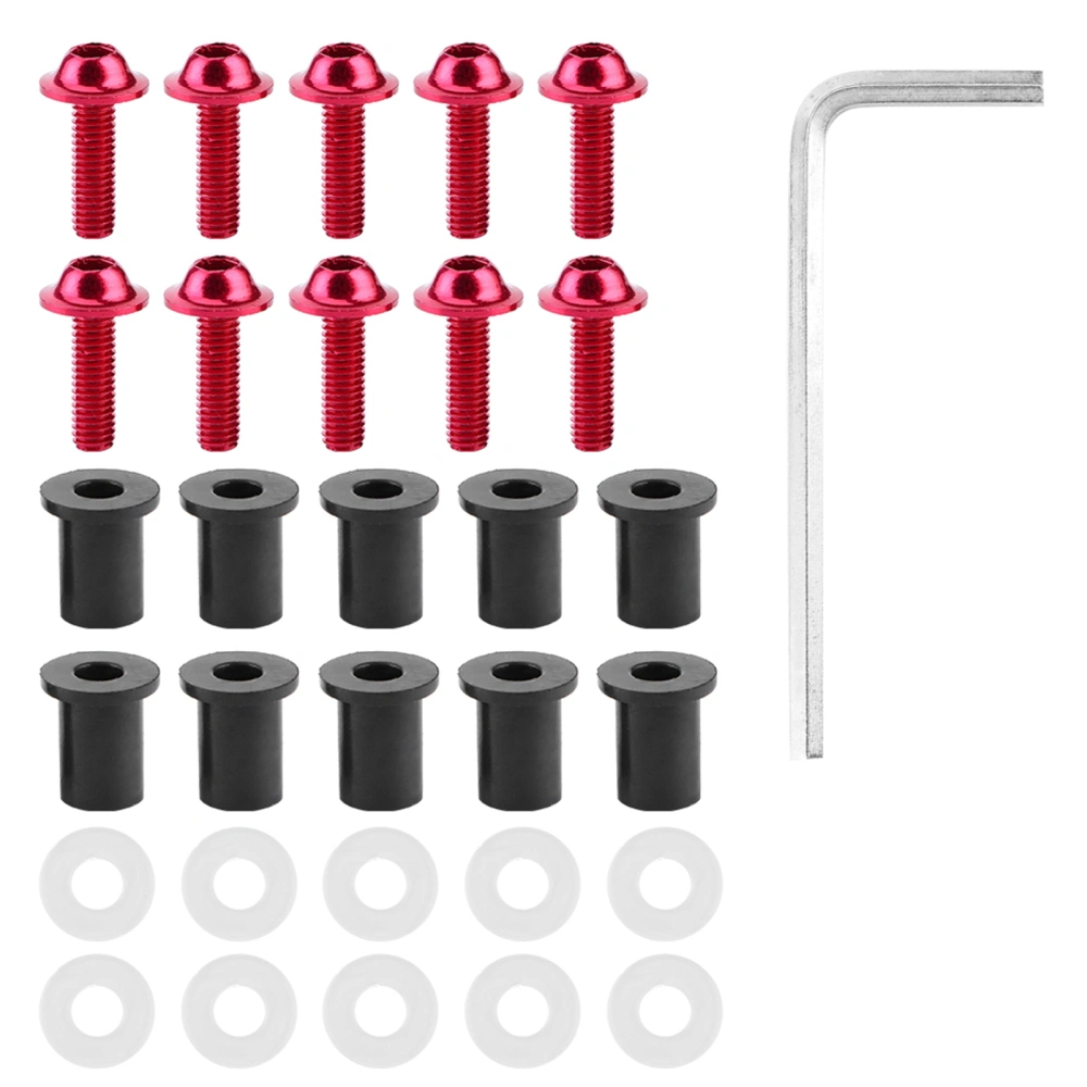 10pcs Motorcycle Windshield Bolts Nut Washers Universal Motorbike Fairing Mounting KitRed