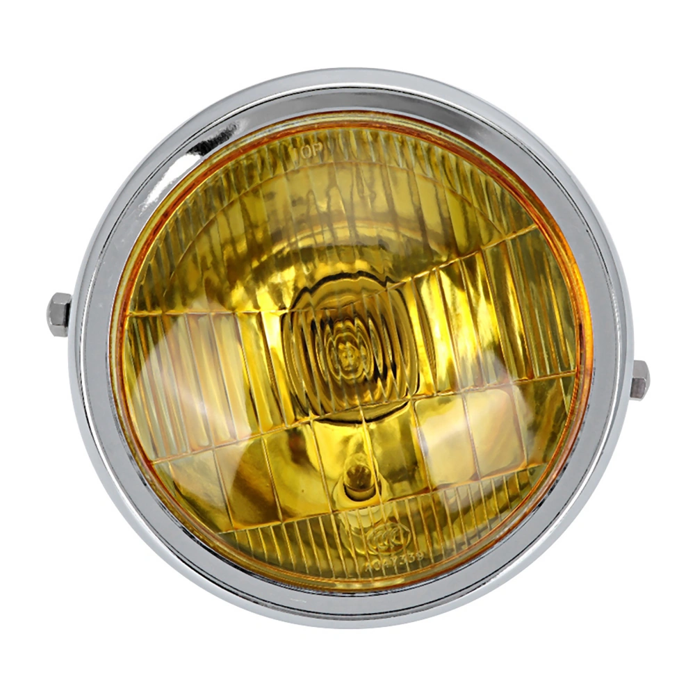 Retro Yellow Lens Motorcycle Round Modified Front Headlight Fits for CG125 GN125 (Electroplate)