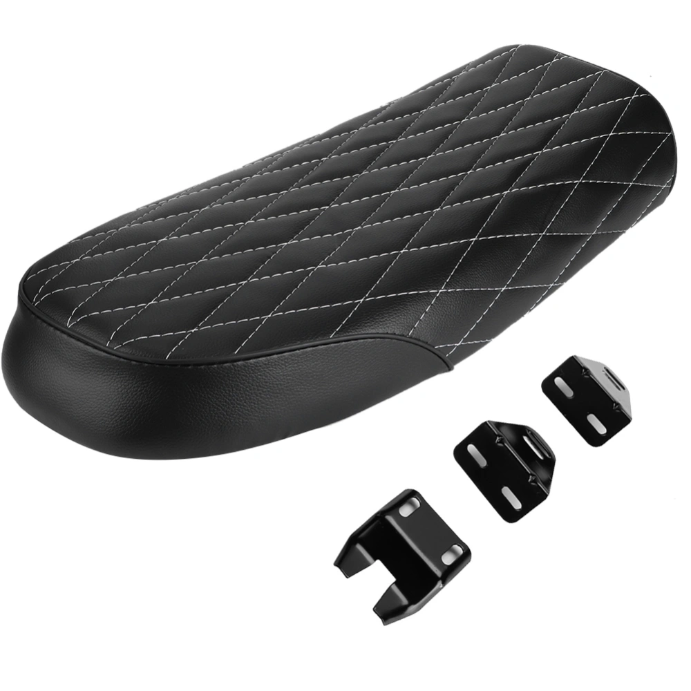 PU Leather Flat Vintage Style Motorcycle Seat Cushion Saddle Fit For CB CL AX100 CG125 Black