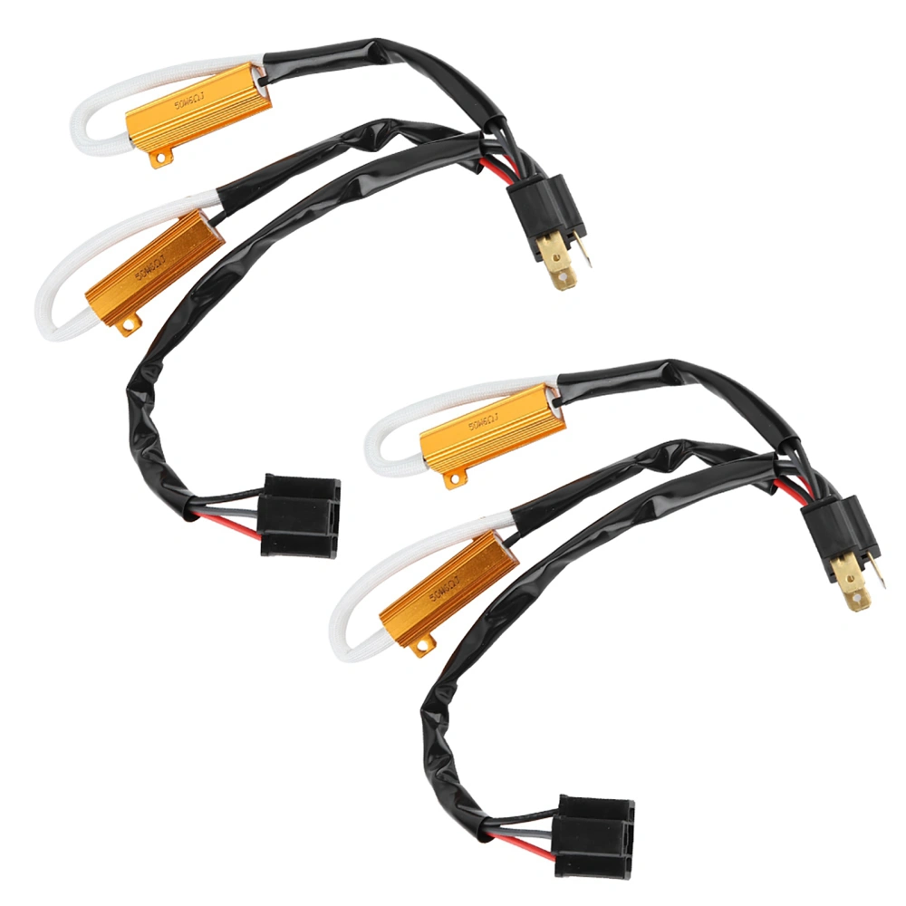 2pcs LED Decoder Load Resistor Car Headlight Flashing Error Free Wiring Harness for H4