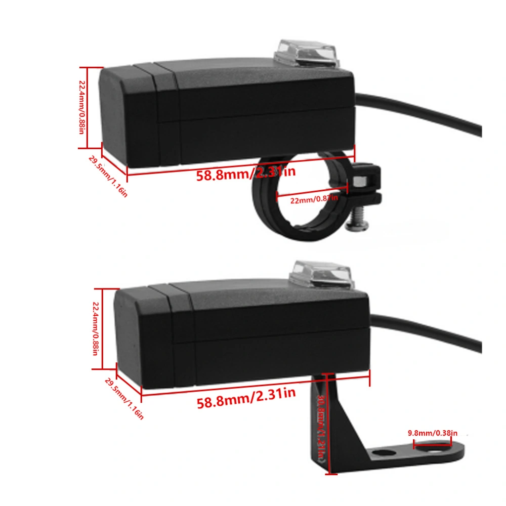 12-24V Universal Motorcycle Mobile Phone Charger with Switch Dual USB QC3.0 Fast Charge