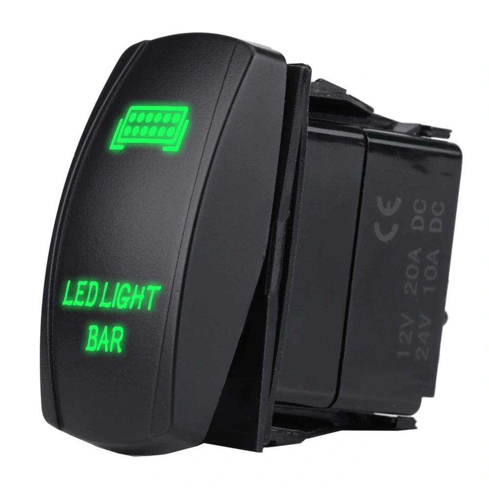 12V 24V Waterproof 5 Pin LED Light Bar Rocker Switch SPST On OFF for Car Boat Truck（Green）