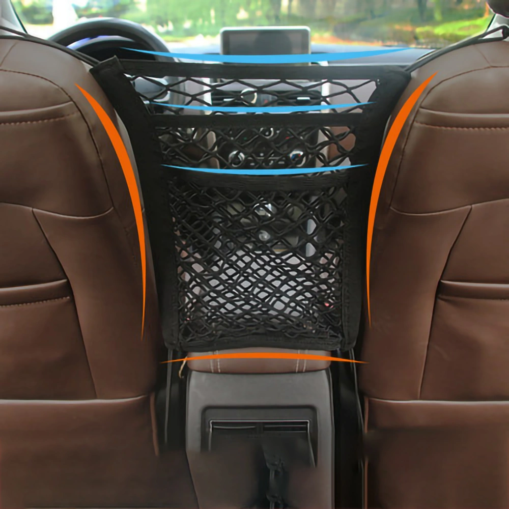 Car Mesh Organizer Multifunction Seat Back Net Bag Storage Netting Pouch Stretchable Pet Barrier for Trucks SUVs3 Layer 4 Sides Elasticity