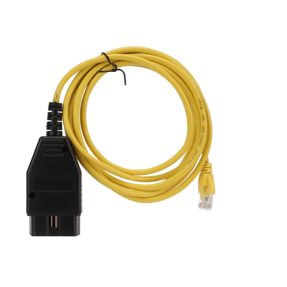 Yellow ENET Coding Cable OBD2 Diagnostic Cable with CD Replacement for F Series 3 Series 5 Series 7 Series GT X3