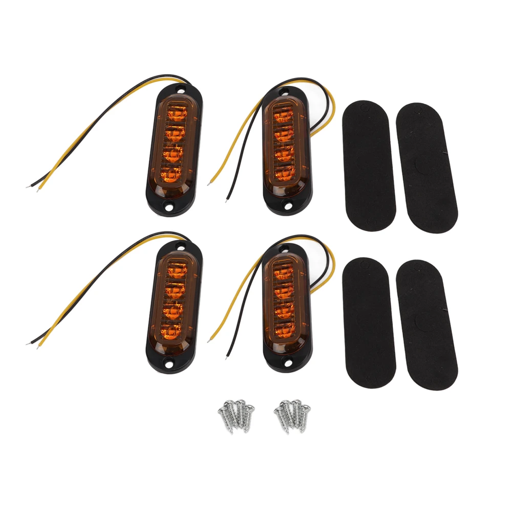 BuyWeek 4Pcs Truck Side Lights High Brightness 3000K IP65 Waterproof LEDs Easy Installation Truck Emergency Flash Light 12‑24VYellow