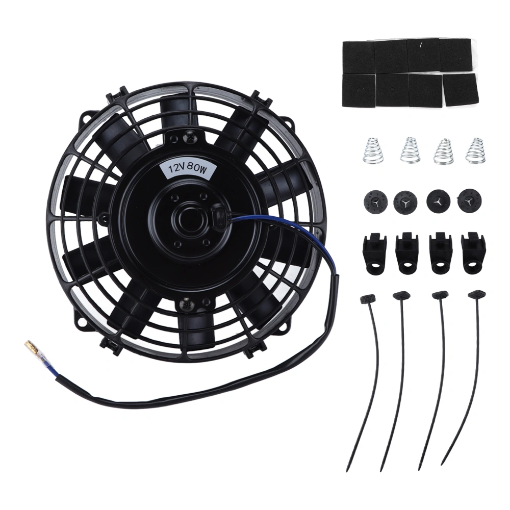 8in Electric Radiator Cooling Fan 12V 80W Straight Blade Pull Push Slim for AC System Intercooler