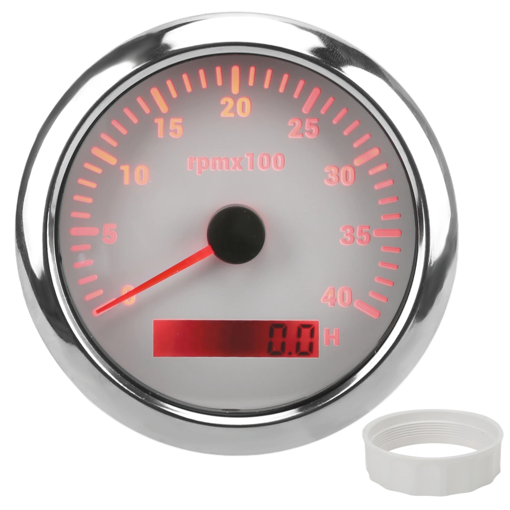 85mm Tachometer Gauge 4000RPM IP67 Waterproof with 7 Color Backlight for Car Boat RV YachtWhite