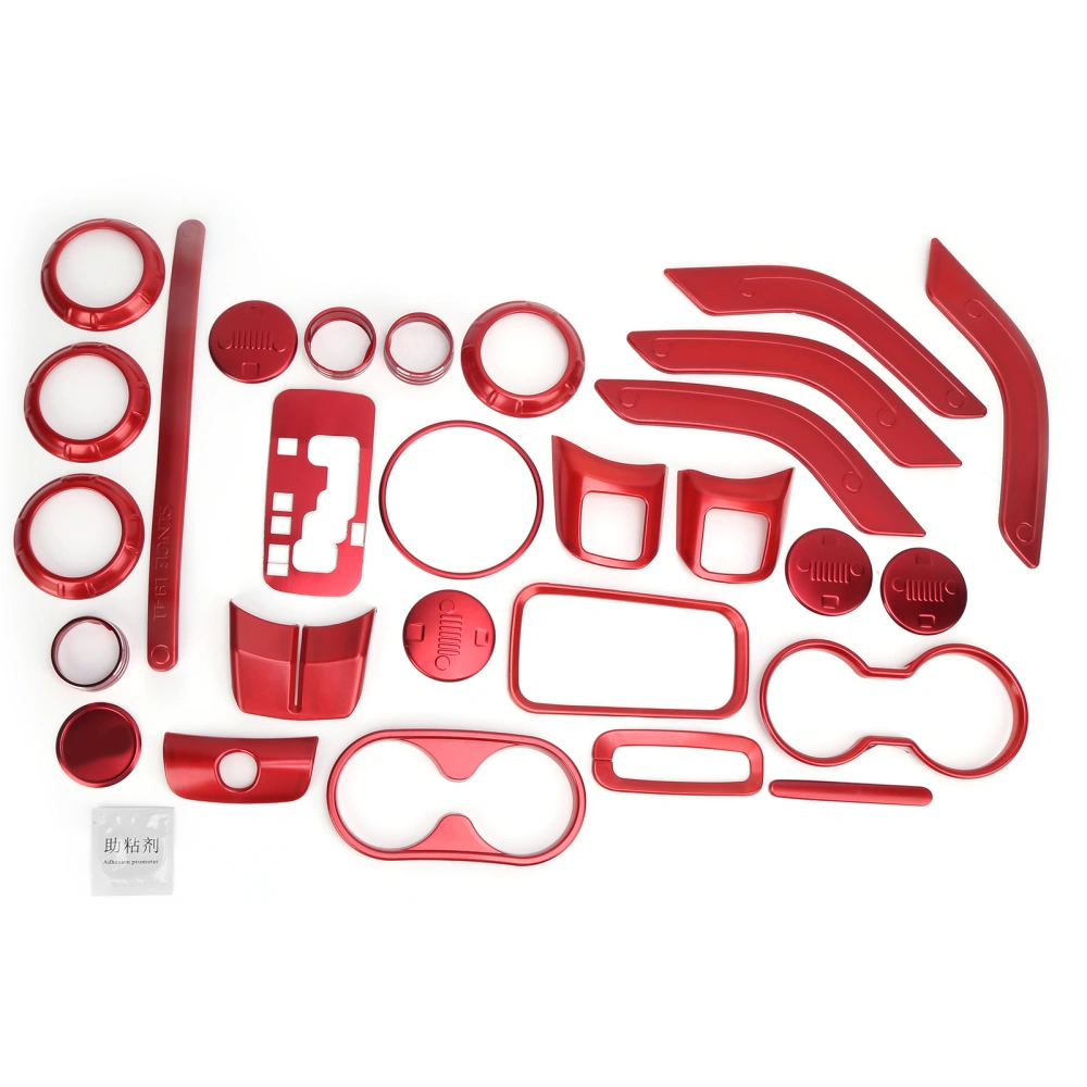 28pcs Interior Trims Decoration Kit Replacement for Jeep Wrangler JK JKU 2 Door 4 Door 2011-2018Red