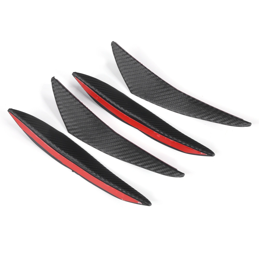 4PCS Car Front Bumper Spoiler Carbon Fiber Color Rubber Universal Fin for Auto Decoration