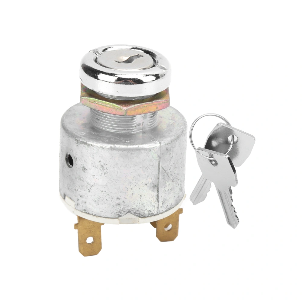 Universal Ignition Switch Lock Cylinder with Keys Aluminum Alloy Replacement Part for 12V Auto Car