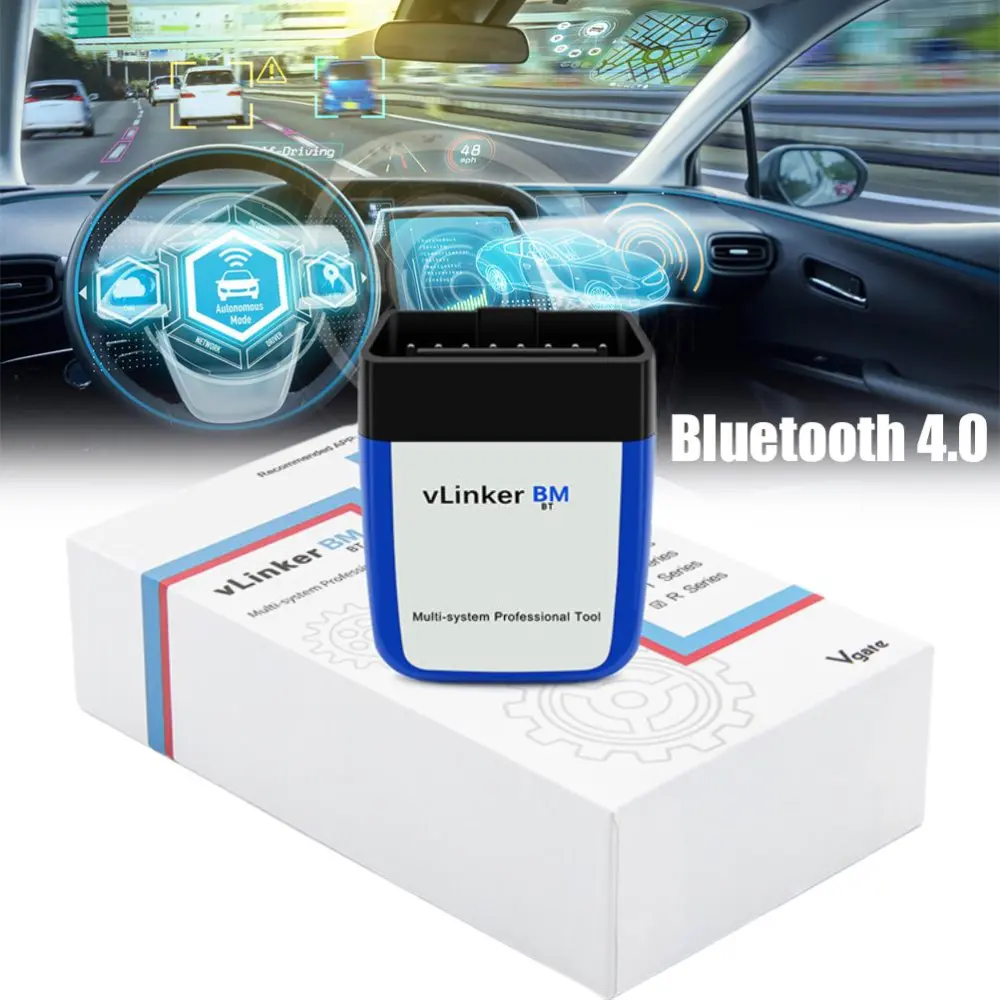 Vgate Vlinker BM + OBD2 V2.2 Bluetooth Dual Mode 4.0 Diagnostic Automobile Fault Detector Compatible for Android/for IOS