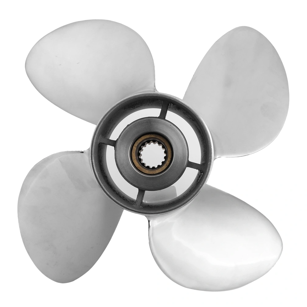 Outboard Propeller Stainless Steel 4 Blades 15T Fit for SUZUKI DF70A‑140A 4‑1/4in Gearcase