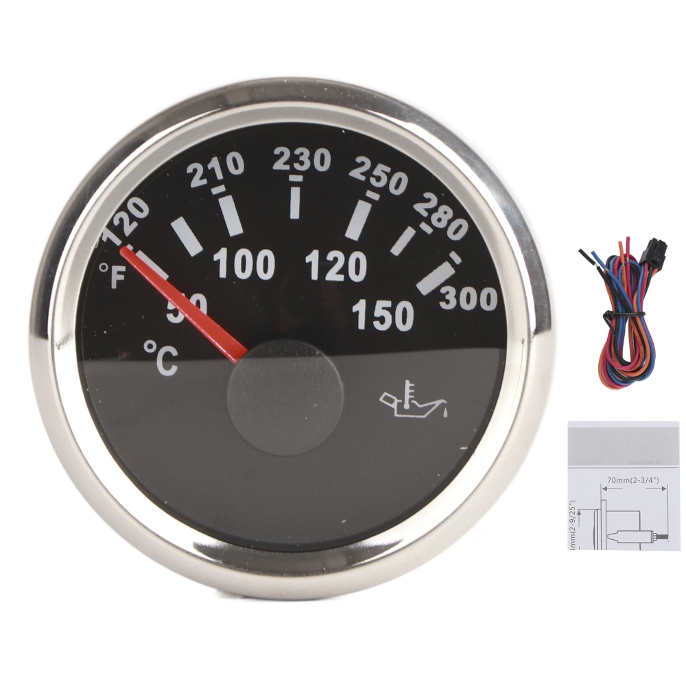 50‑150℃ Oil Temperature Gauge LCD Display Backlight Meter for Car Boat Yacht RVs