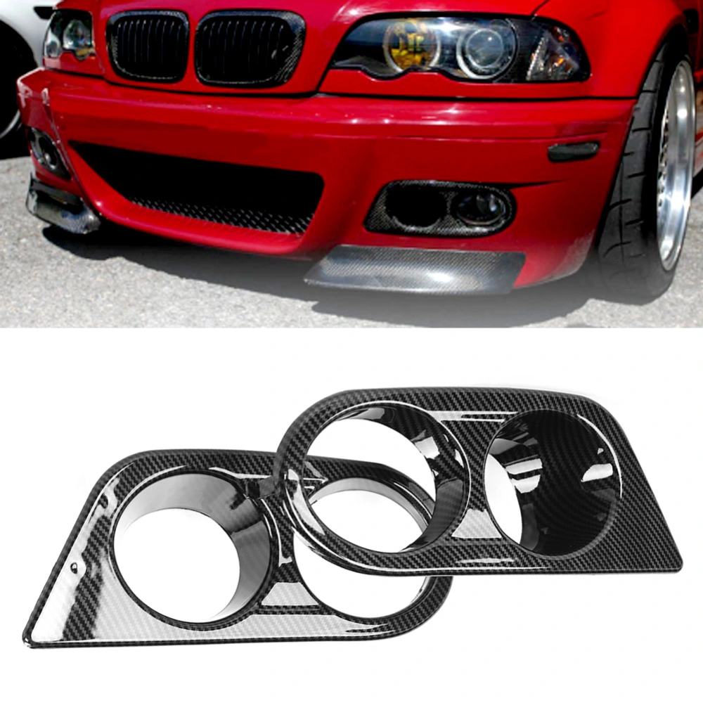 2pcs Front Bumper Foglight Cover Dual Holes Car Accessory Fit for E46 M3 2001‑2006Carbon Fiber Style