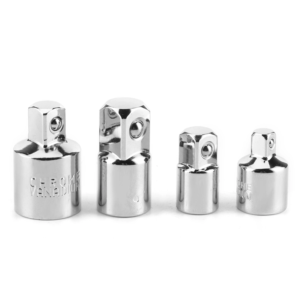 4pcs 1/4in 3/8in 1/2in Electric Wrench Sleeve Adapter Converter Chrome Vanadium Steel Drive Socket Joint(Electroplating )