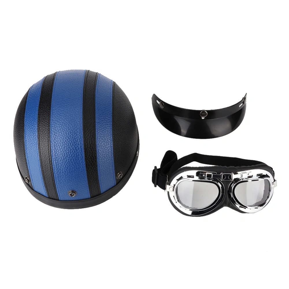 Motorcycle Helmet Men Women Sunshade with Goggles RH A0318 Keep Warm(BlackBlue Free Size)