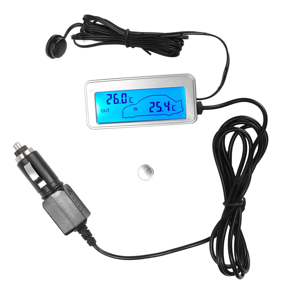 Car Digital 12V LCD Display Indoor Outdoor Sensitivity Thermometer Temperature Meter