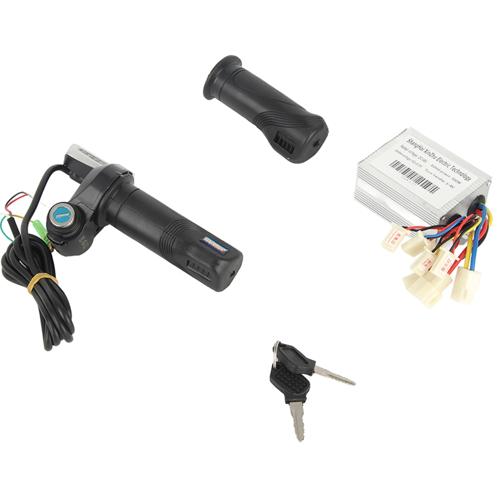 48V 500W LED Electric Bike Motor Scooter Brushed Speed Controller Kit with Lock Throttle Grip