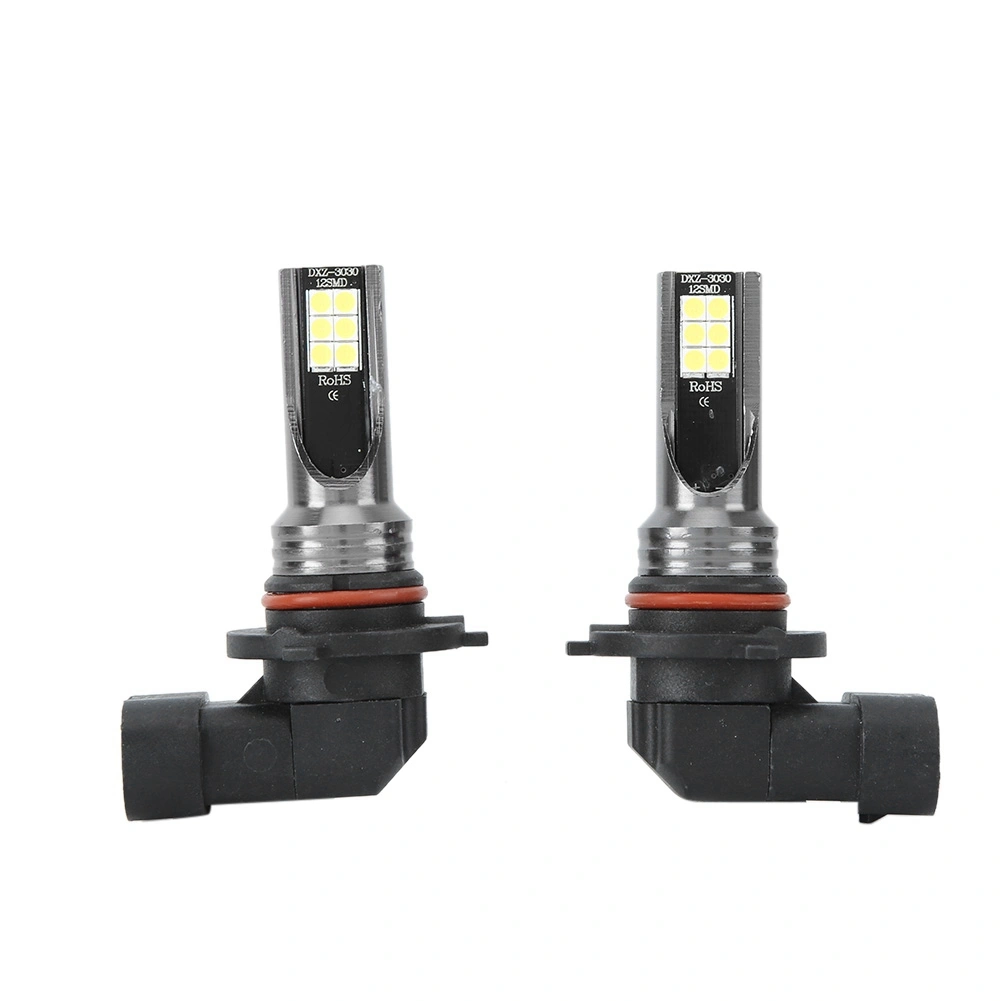 BuyWeek 2PCS Car Front Headlights 9005 12W 3000K 3030-12LED Fog Lamps Bulbs DC12V-24V