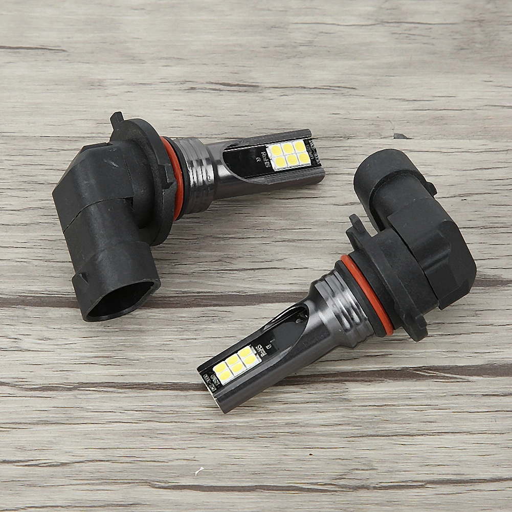 BuyWeek 2PCS Car Front Headlights 9005 12W 3000K 3030-12LED Fog Lamps Bulbs DC12V-24V