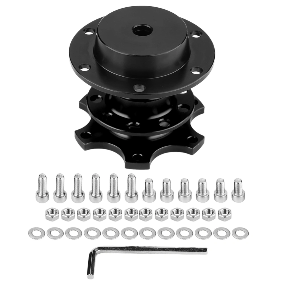 Car Steering Wheel Hub Quick Release Adapter Snap Off Kit with Screws(Black)