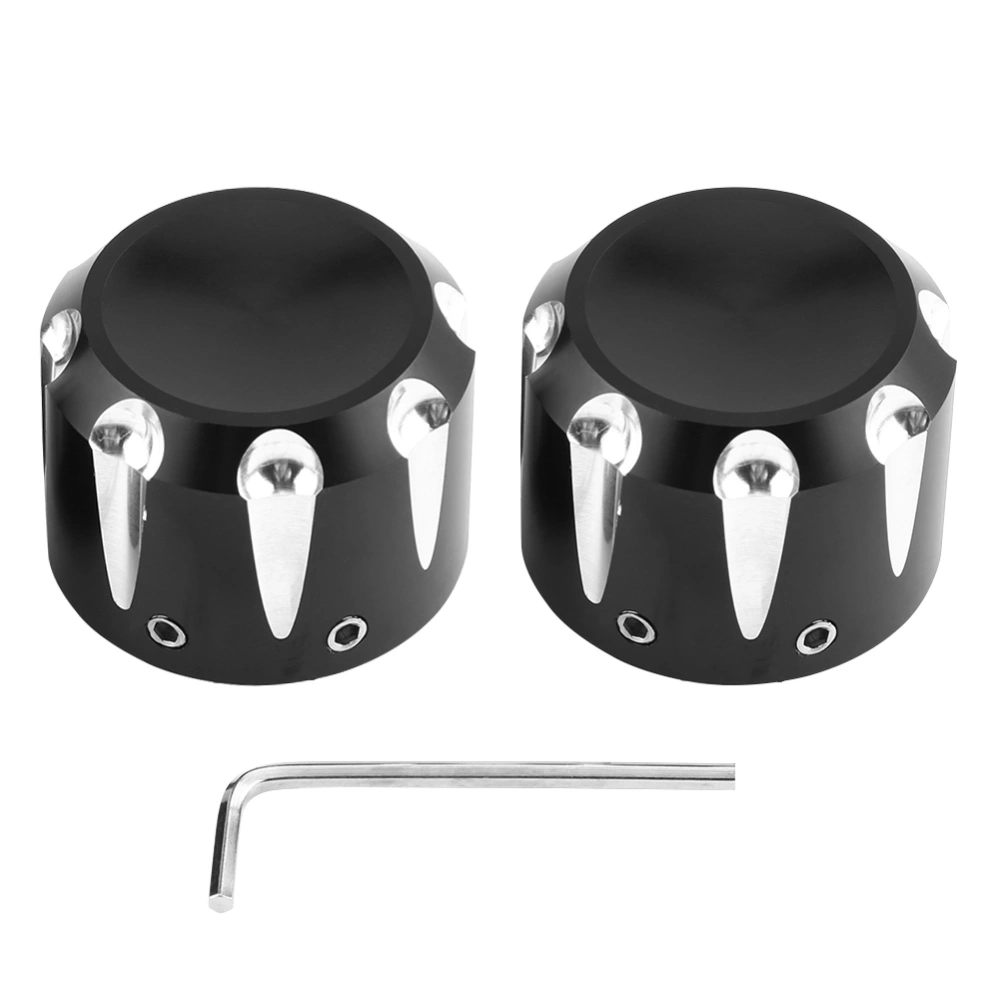 2pcs CNC Aluminum Motorcycle Front Axle Skull Nut Bolt Cover Cap (Black)