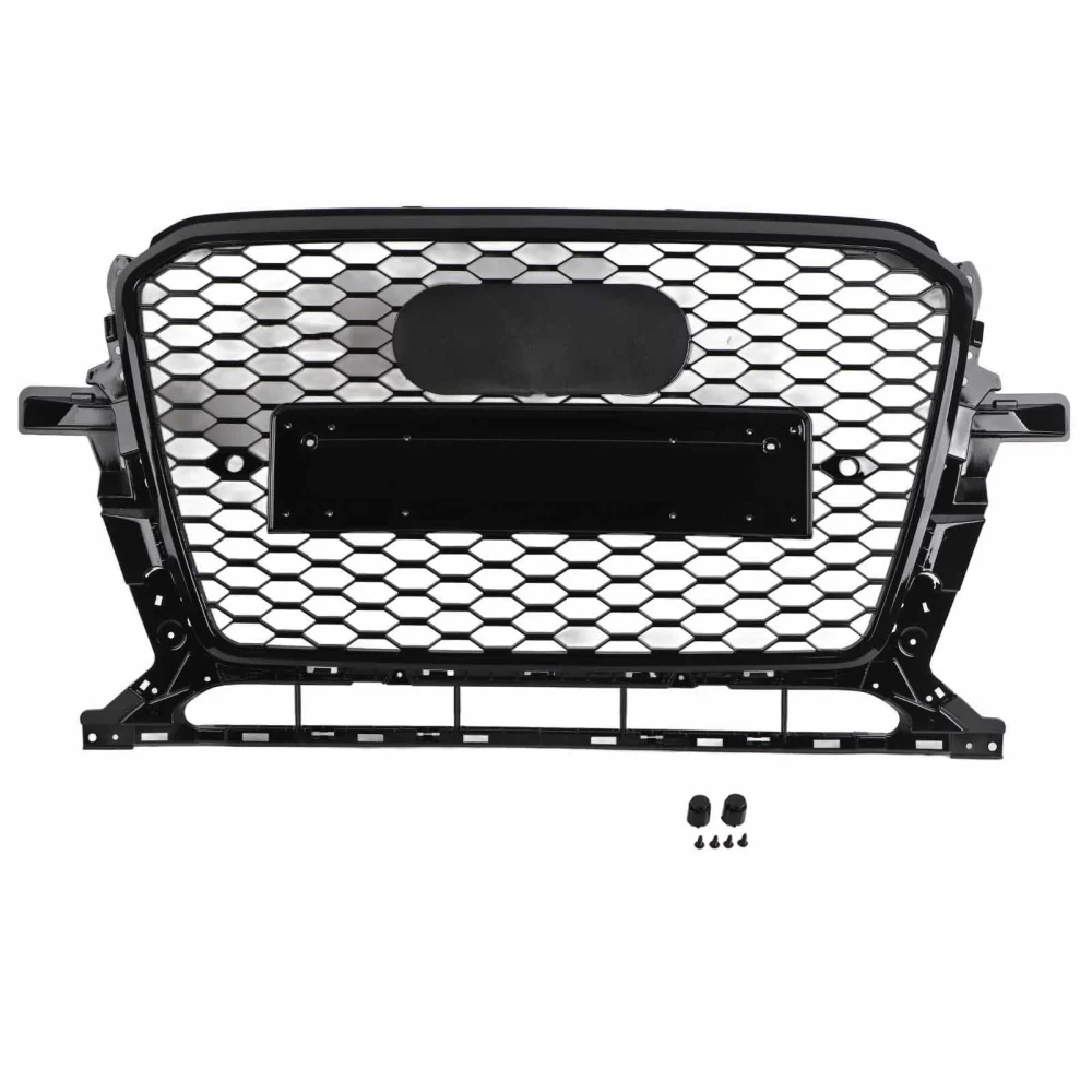 BuyWeek For RSQ5 Style Front Sport Hex Mesh Honeycomb Hood Grill Black for Q5 SQ5 8R 13‑17